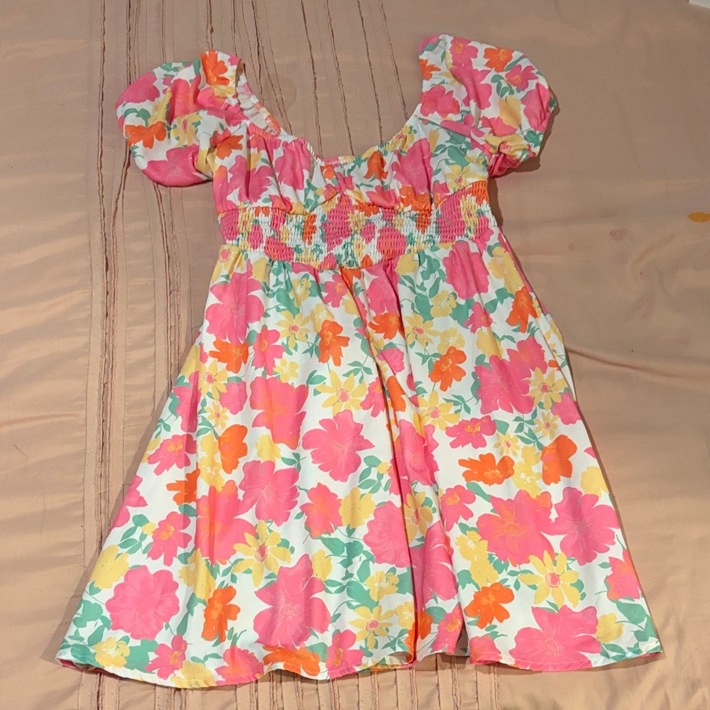 SHEIN Floral Casual Dress - Pink, Yellow, Green
